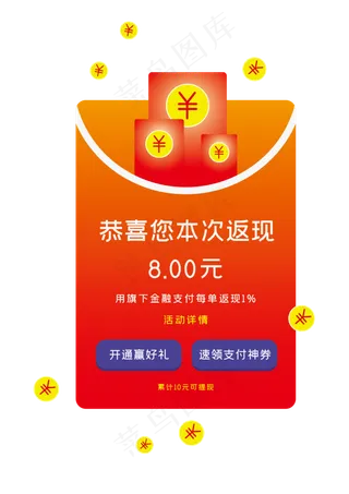 红包返现弹窗界面设计,免抠元素