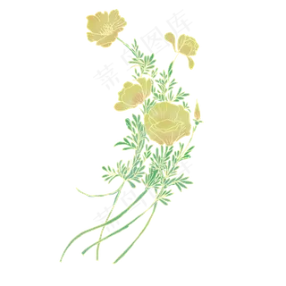 古风复古鎏金花卉黄色花