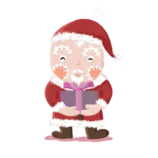 圣诞节主题带着圣诞帽送礼物的卡,免抠元素