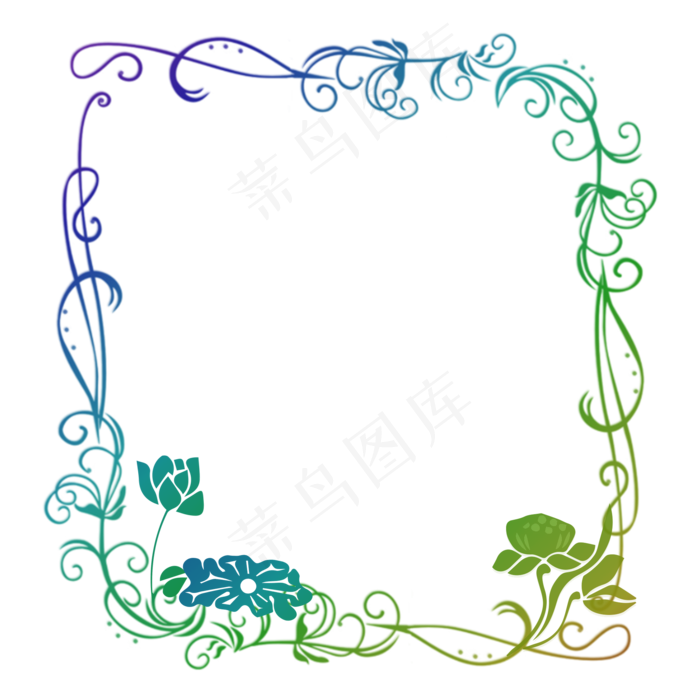 荷花荷叶渐变边框