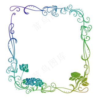 荷花荷叶渐变边框