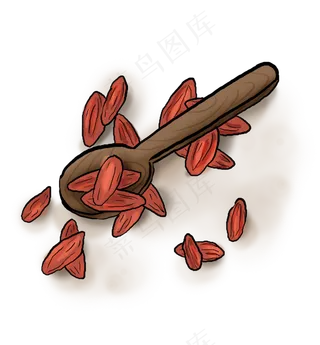 传统中药材红色枸杞,免抠元素