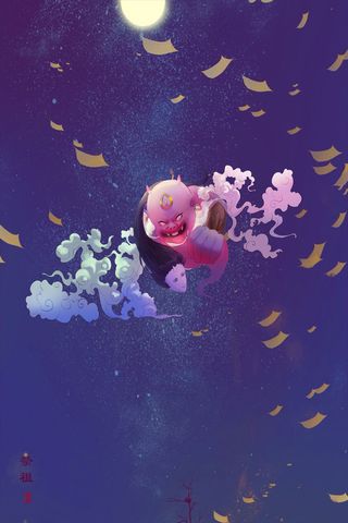 传统中元节放天灯