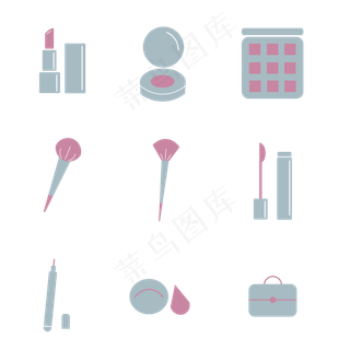 化妆品简约粉蓝色图标