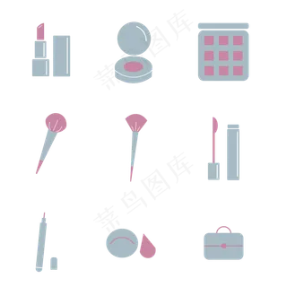 化妆品简约粉蓝色图标