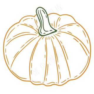 线条场景夏天水果蔬菜南瓜
