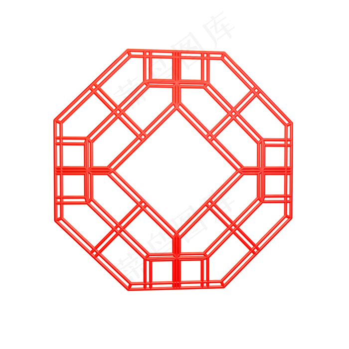 中国风多边形菱形窗花装饰,免抠元素(2000X2000(DPI:300))psd模版下载