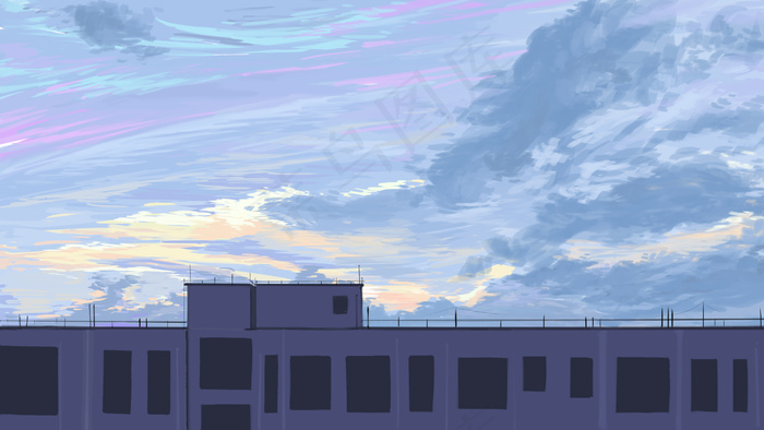 治愈美景楼顶天台天空(2880*1620px 300 dpi )psd模版下载