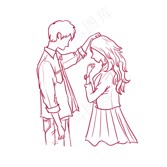 520情人节恋爱唯美手绘情侣(2480X2480(DPI:300))psd模版下载