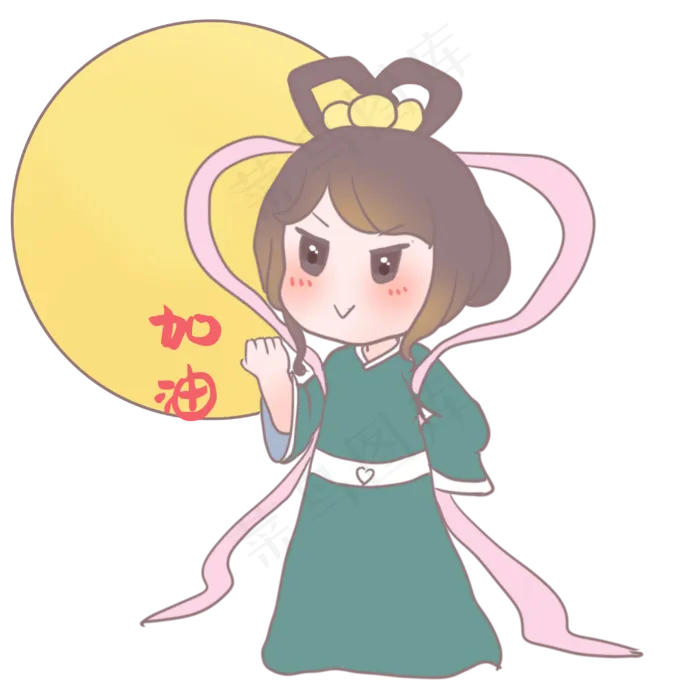 嫦娥加油表情包,免抠元素(3000*3000px 300 dpi )psd模版下载