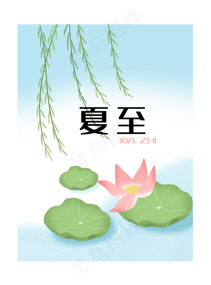 二十四节气夏至柳树荷花夏天