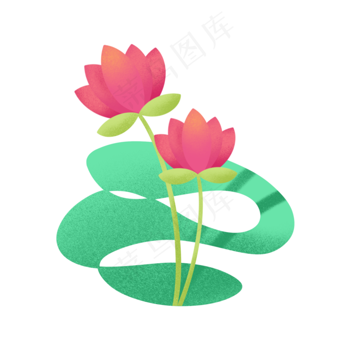 红绿荷花荷叶(2048X2048(DPI:132))psd模版下载
