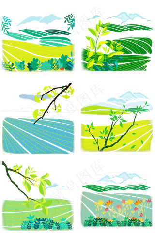谷雨节气田园山丘草木植物庄稼合