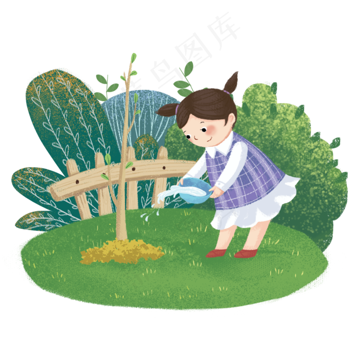 植树节浇水的女孩