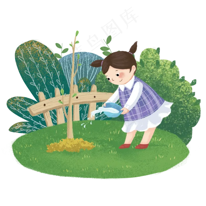 植树节浇水的女孩