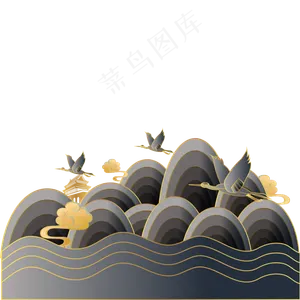 中国风黑金山水