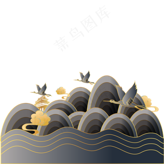 中国风黑金山水