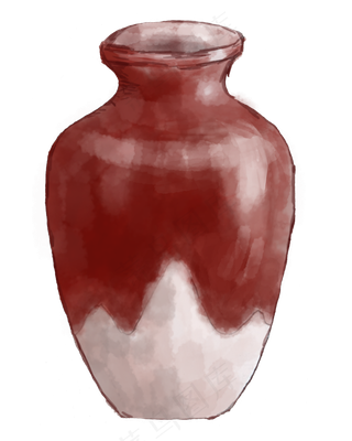 手绘水彩花瓶png