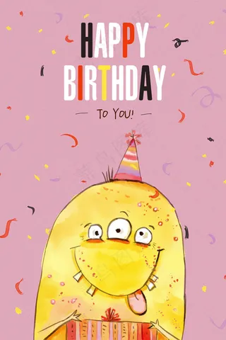 Q版小怪兽卡通生日