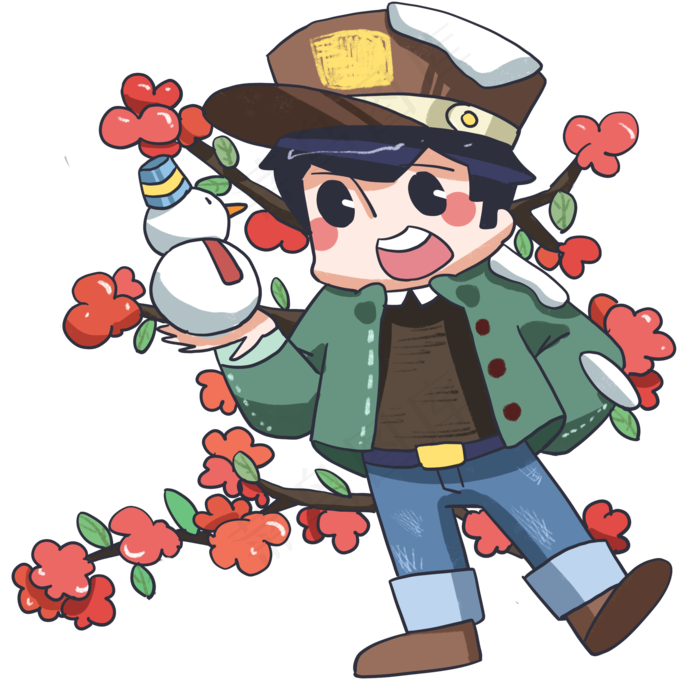 大寒人物和鲜花插画,免抠元素