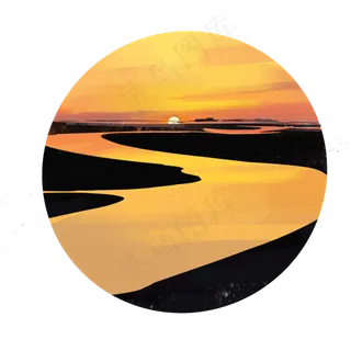 九曲黄河日出风景