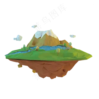 悬空岛上简单生态环境,免抠元素