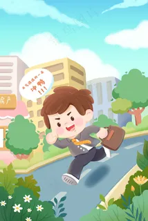 夏天奋斗工作男孩