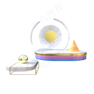 C4D时尚大理石风格品牌展示台