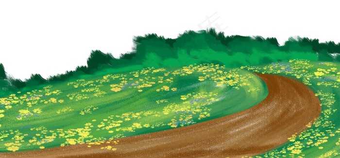 卡通手绘绿色草地道路banner(1832X850(DPI:72))psd模版下载