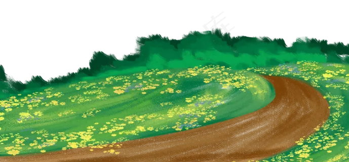 卡通手绘绿色草地道路banner
