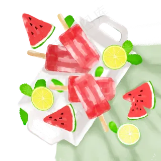 手绘大暑西瓜拼盘