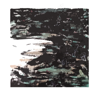 山水色块国画水墨写意春PNG