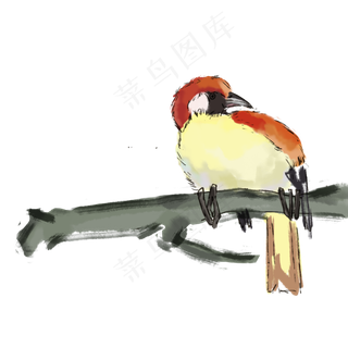 中国风古典风格花鸟矢量图,免抠元素