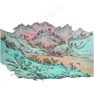 山水国画水墨PNG东方