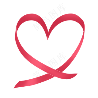玫红色温馨卡通可爱爱心彩带,免抠元素
