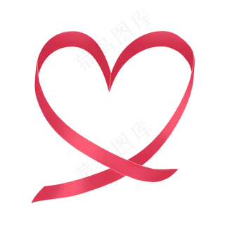 玫红色温馨卡通可爱爱心彩带,免抠元素