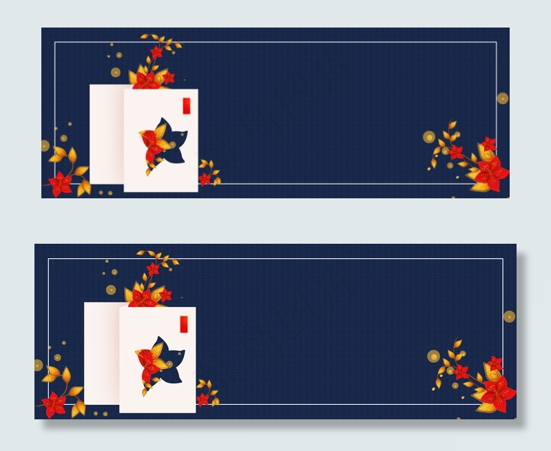 深蓝新年梅花古风贺卡电商淘宝背景