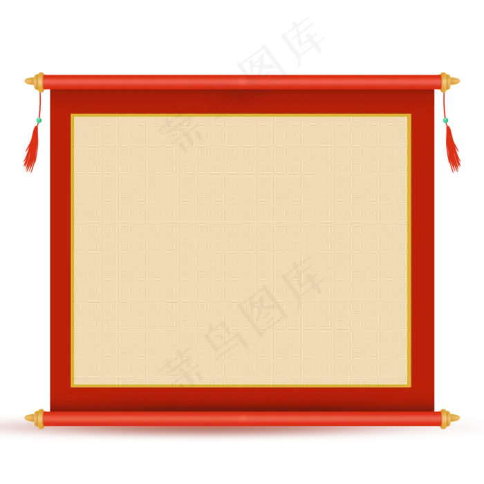 中国风红色卷轴,免抠元素