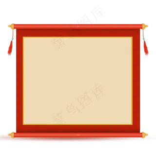 中国风红色卷轴,免抠元素