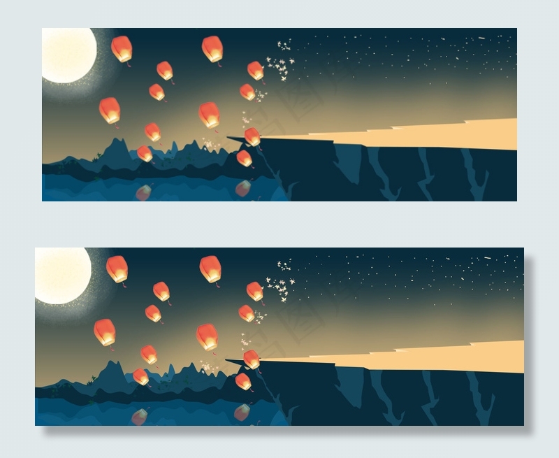 彩色灯笼中元节背景