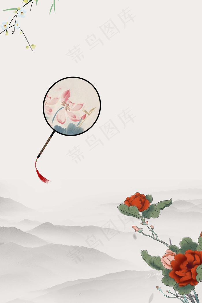 刺绣中国风海报背景素材