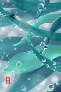 24节气白露植物树叶露水