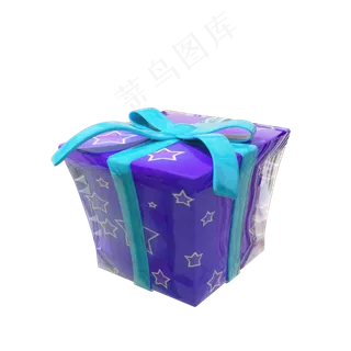 C4D圣诞节紫色星星礼盒,免抠元素