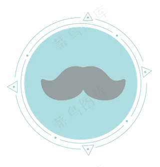 父亲节蓝色系可爱小胡子装饰素材