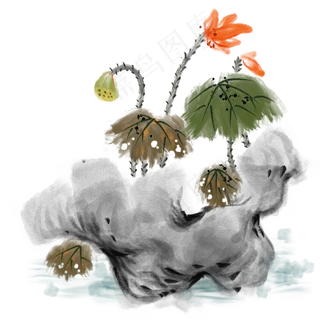 水墨中国风荷花