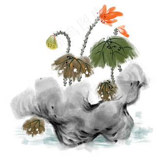 水墨中国风荷花