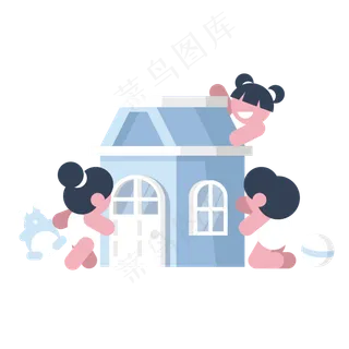 可爱躲猫猫的儿童矢量素材