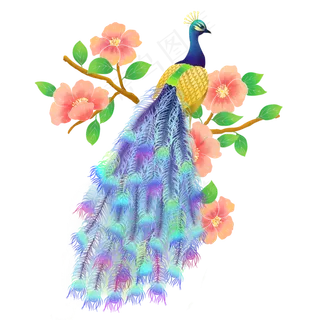 新国潮明艳孔雀桃花