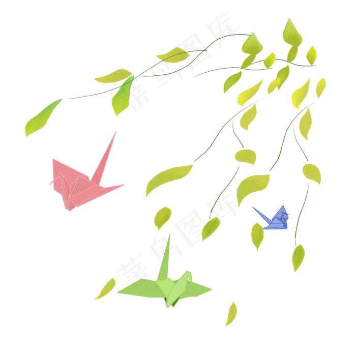 绿叶和千纸鹤(2000X2000(DPI:300))psd模版下载
