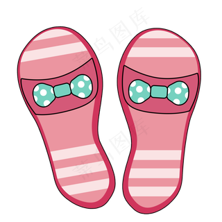粉色卡通拖鞋png素材